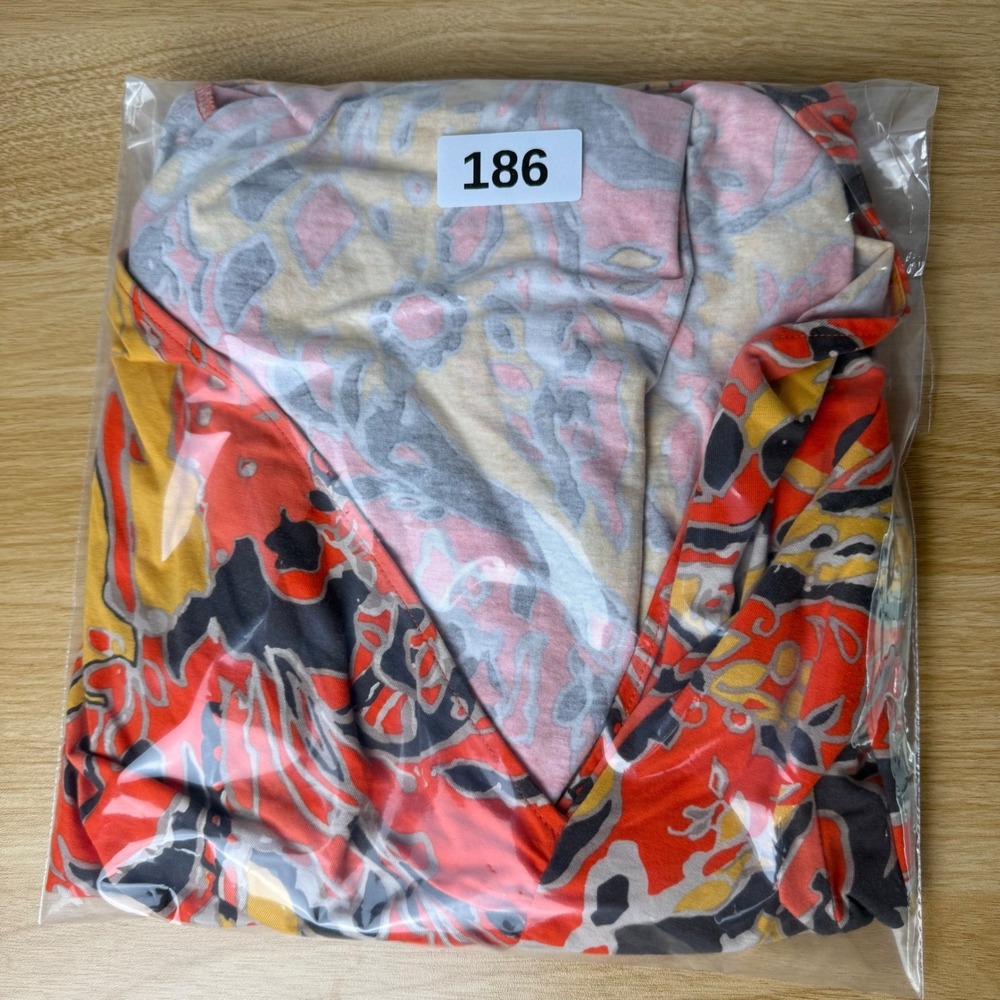 Ann Taylor Womens Abstract‎ Paisley V-Neck Ruched XS Psychedelic Retro Boho Art - Picture 6 of 9